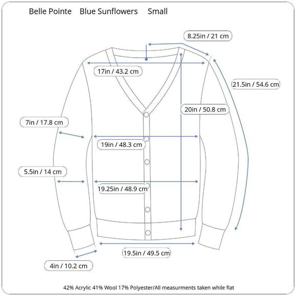 Belle Pointe Vintage Blue Cardigan Sweater with 3D Sunflower Embellishments - Picture 14 of 14